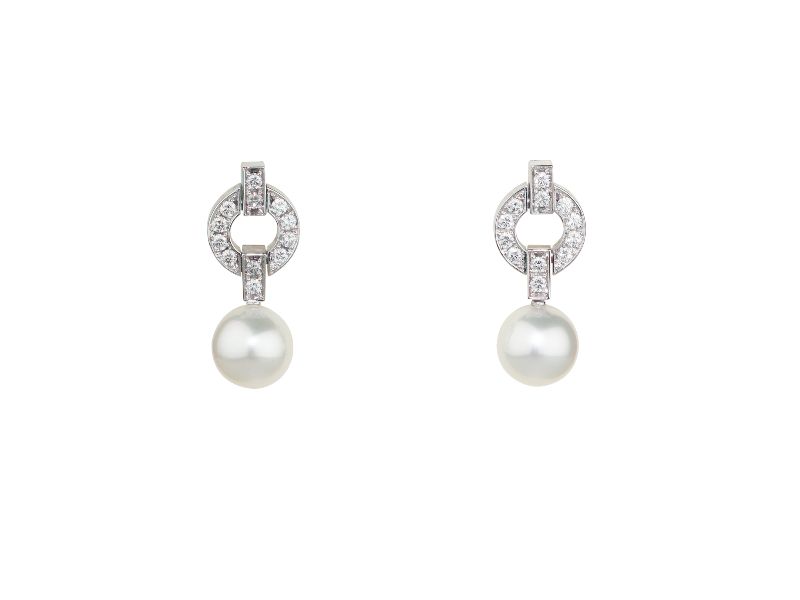 Cartier Diamond and Pearl Earrings
