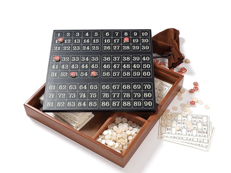Deluxe Bingo Set in Mahogany Box by Renzo Romagnoli, available at Zontik Games