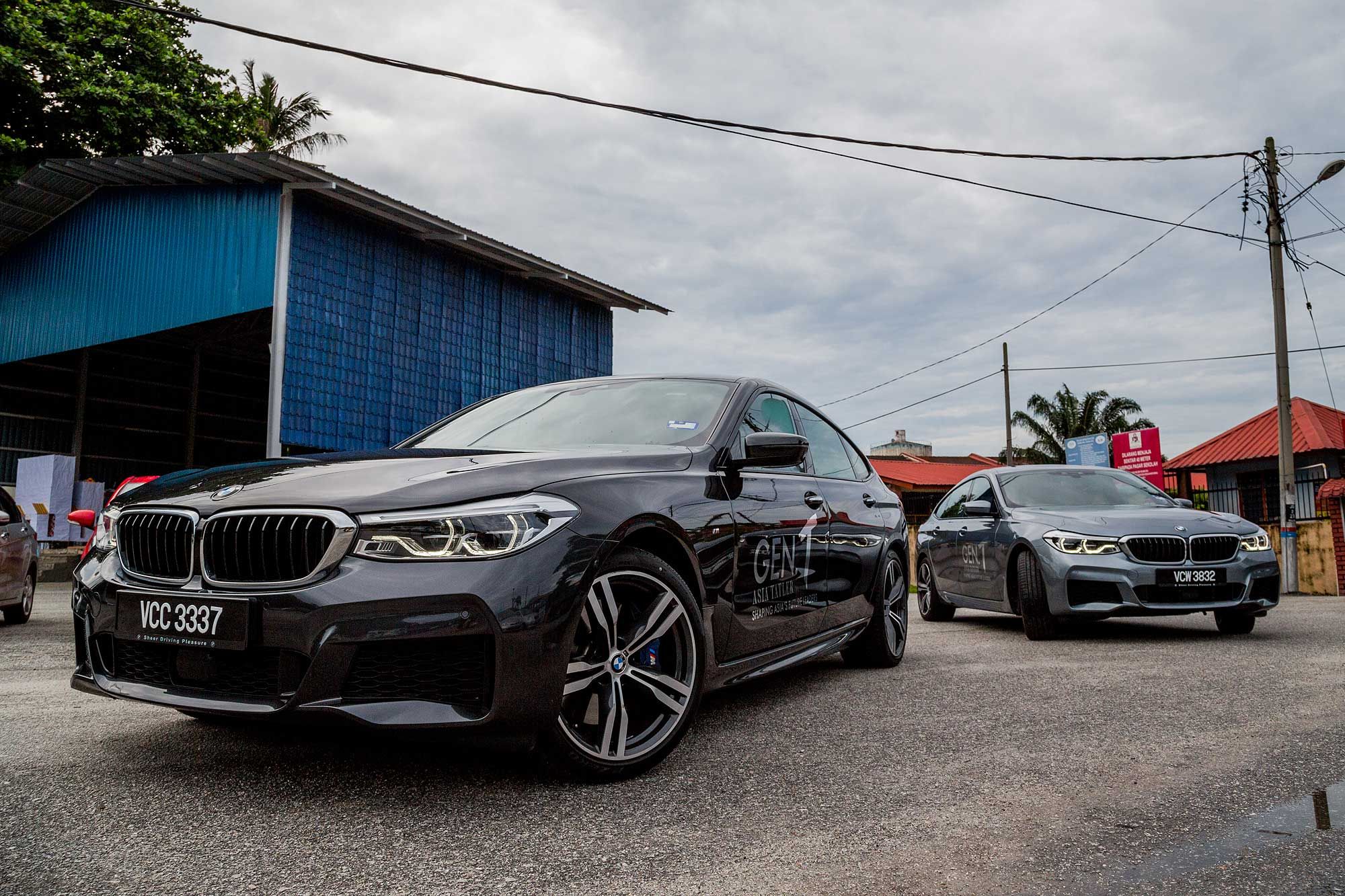 The BMW 6 Series GT arriving to pick up the children