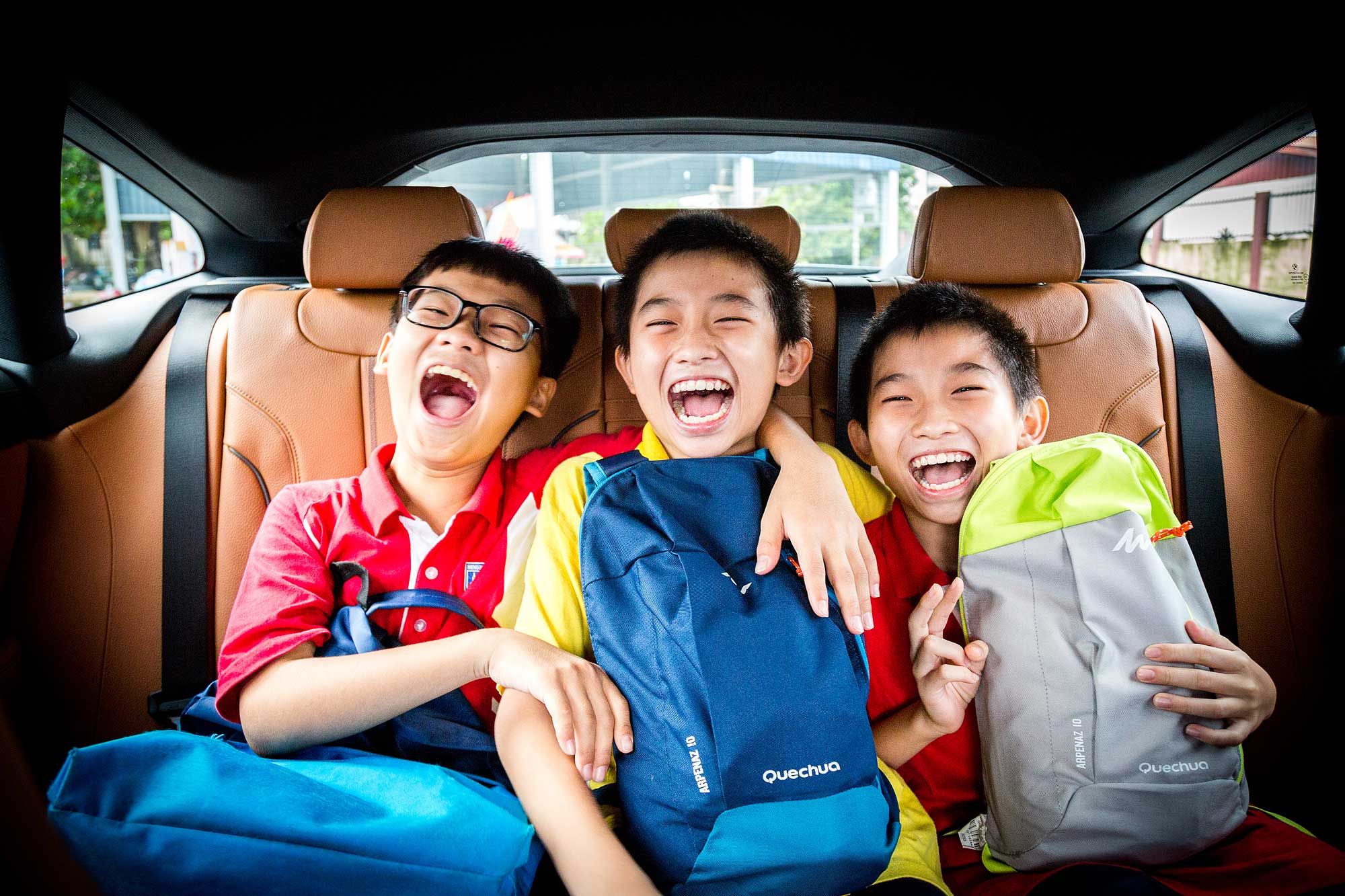 The kids excited for the journey ahead