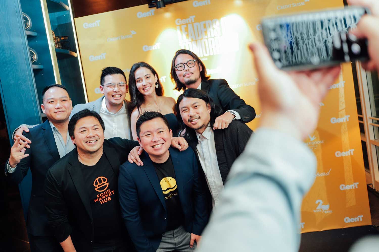 Patrick Chow with honourees John-Hans Oei, Farah Ann Abdul Hadi, Shin Tseng, Shin Chang, Chin Ren Yi and Anthony See